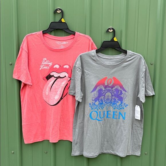 Women’s Rolling Stones & Queen Soft Comfy T-Shirts 2-Pack Size L - Picture 1 of 6
